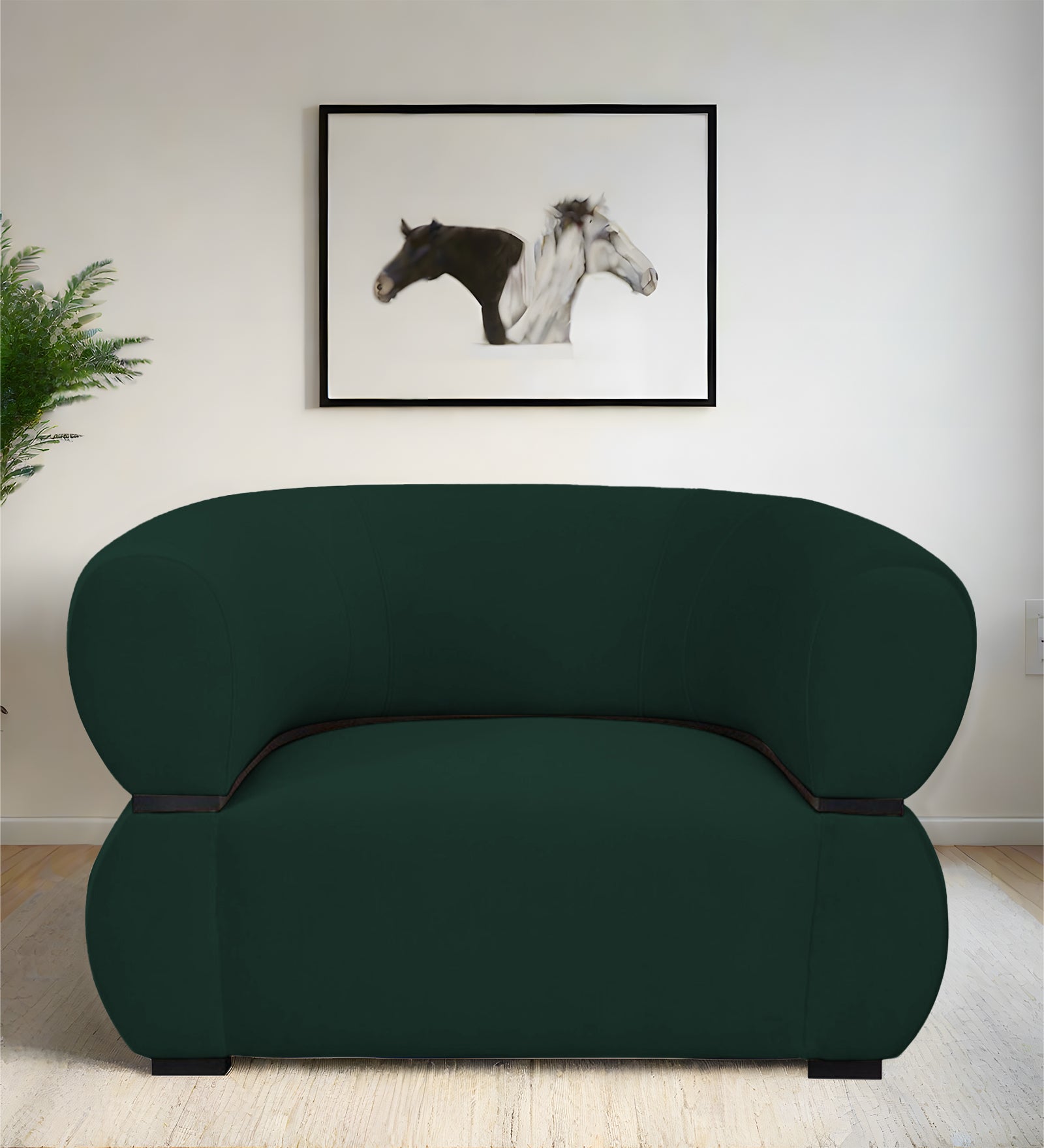 Kula Velvet 1 Seater Sofa In Forest Green Colour