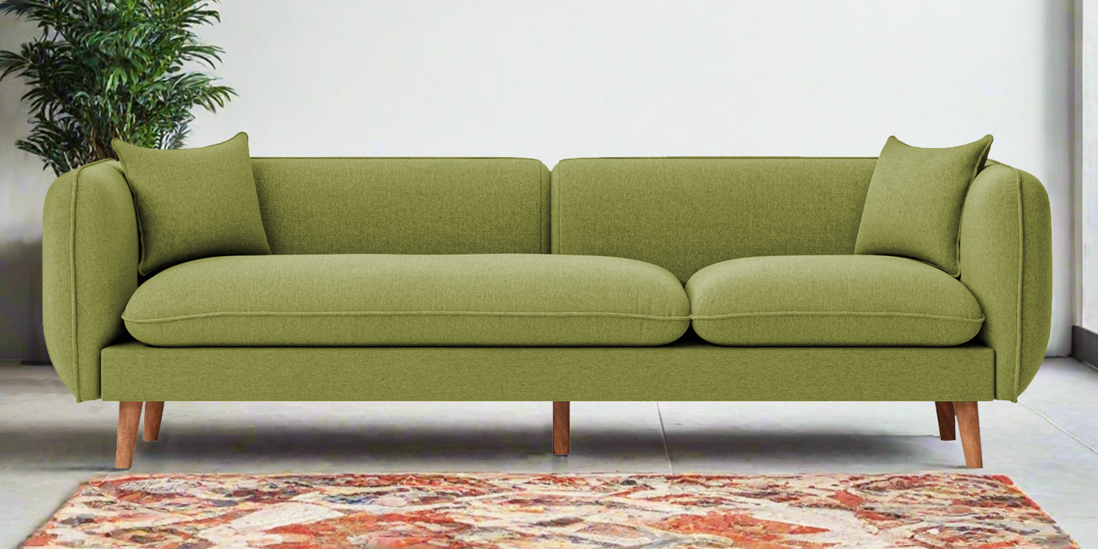 Reva Fabric 3 Seater Sofa In Lime Green Colour