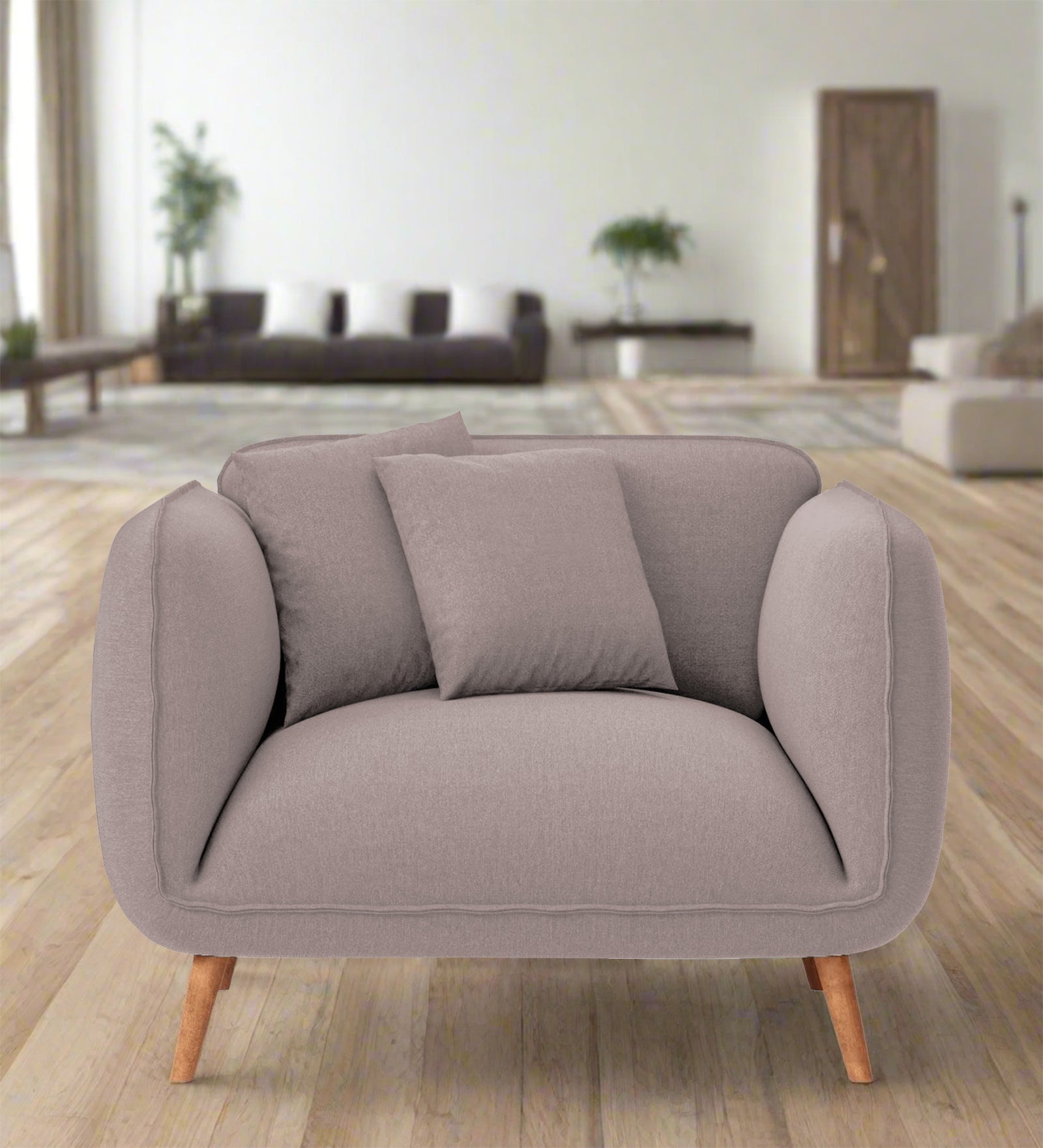 Zia Fabric 1 Seater Sofa In Almond Beige Colour
