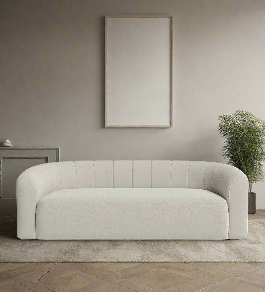 Jaxon 3 Seater Fabric Sofa - Ivory Cream Grey by Febonic Living