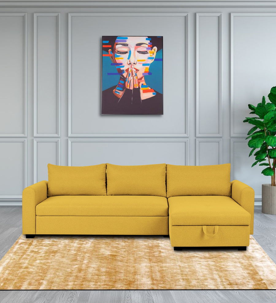 Sigma  LHS  (3+Lounger) Fabric Sectional Sofa - Bold Yellow by Febonic Living