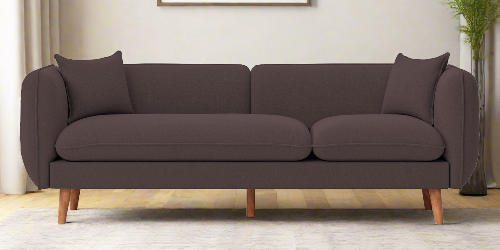 Reva Fabric 3 Seater Sofa In Night Brown Colour - Febonic Living