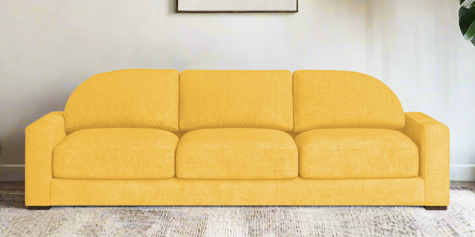 Dara Fabric 3 Seater Sofa In Bold Yellow Colour