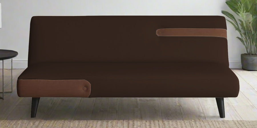 Vedan Fabric 3 Seater Convertible Sofa Cum Bed In Cidar Brown Colour - Febonic Living