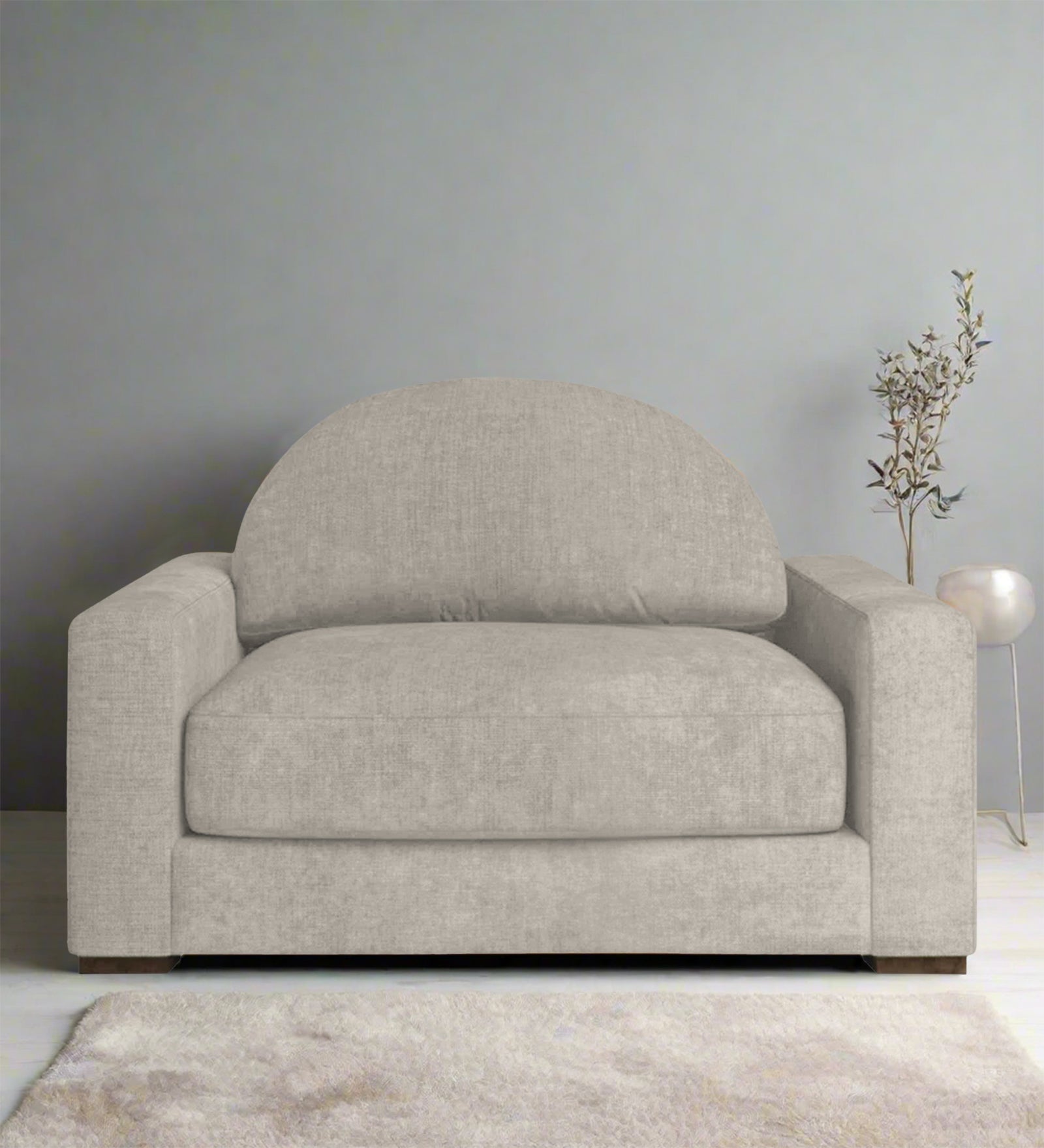 Adara Fabric 1 Seater Sofa In Ash Grey Colour