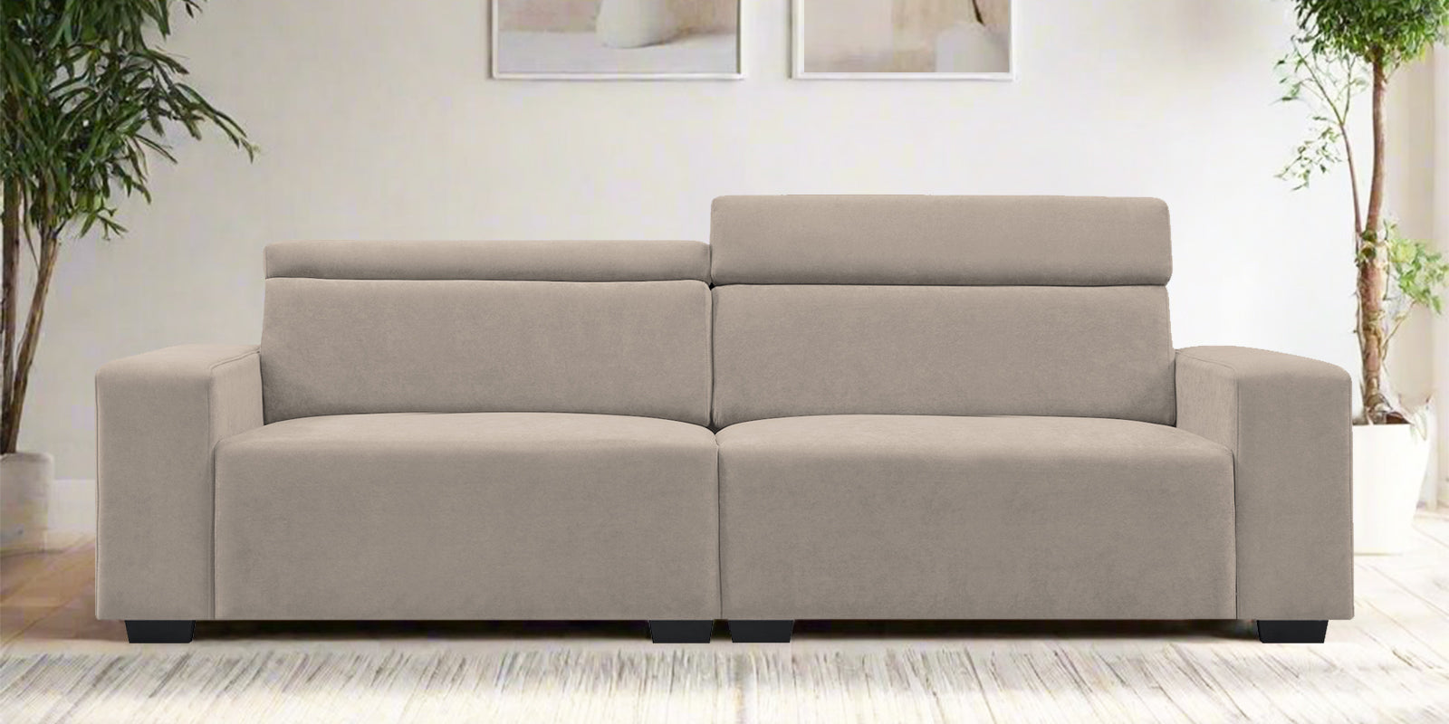 Hiro Fabric 3 Seater Sofa In Oat-Beige Colour