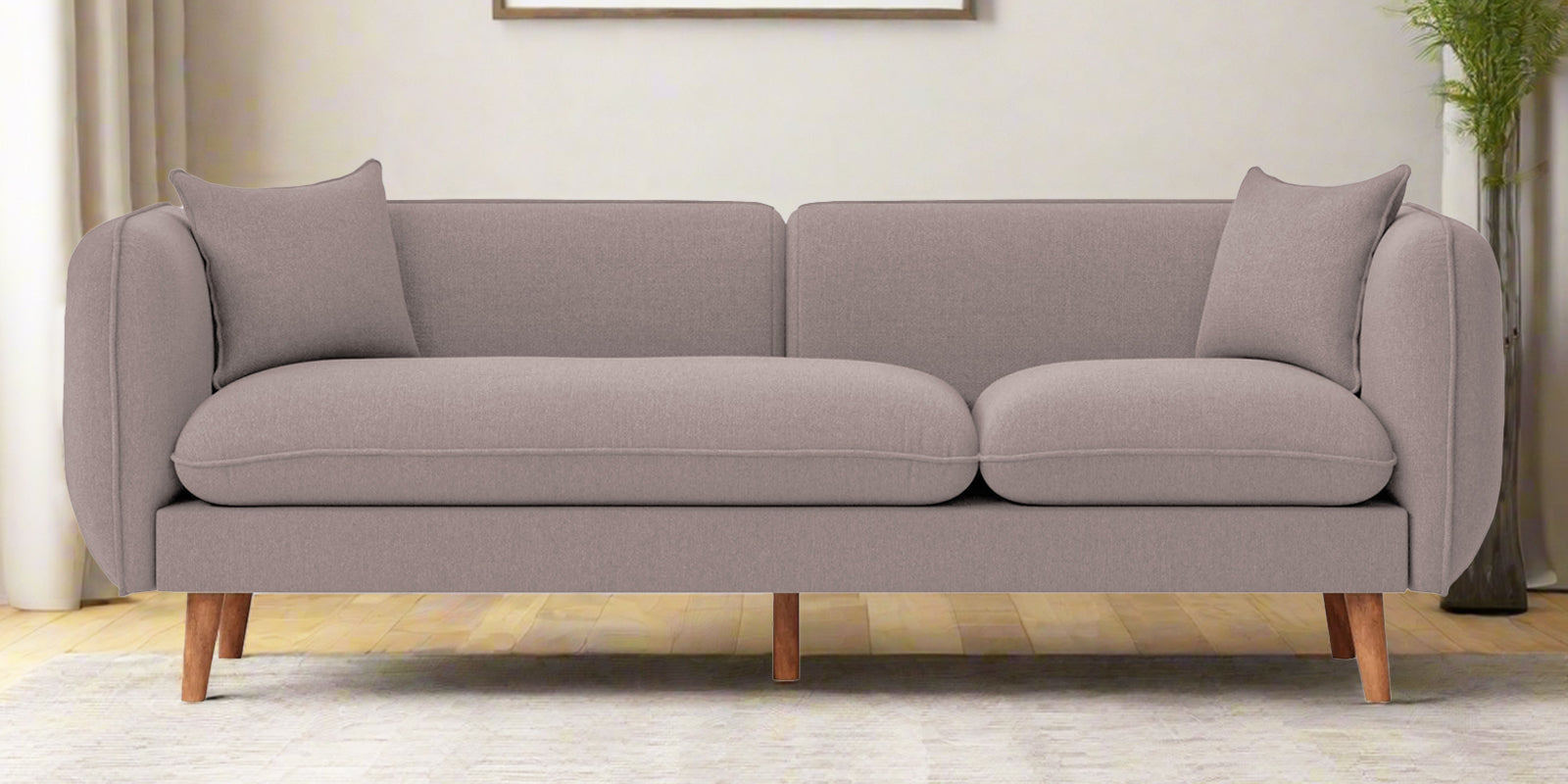 Reva Fabric 3 Seater Sofa In Almond Beige Colour - Febonic Living