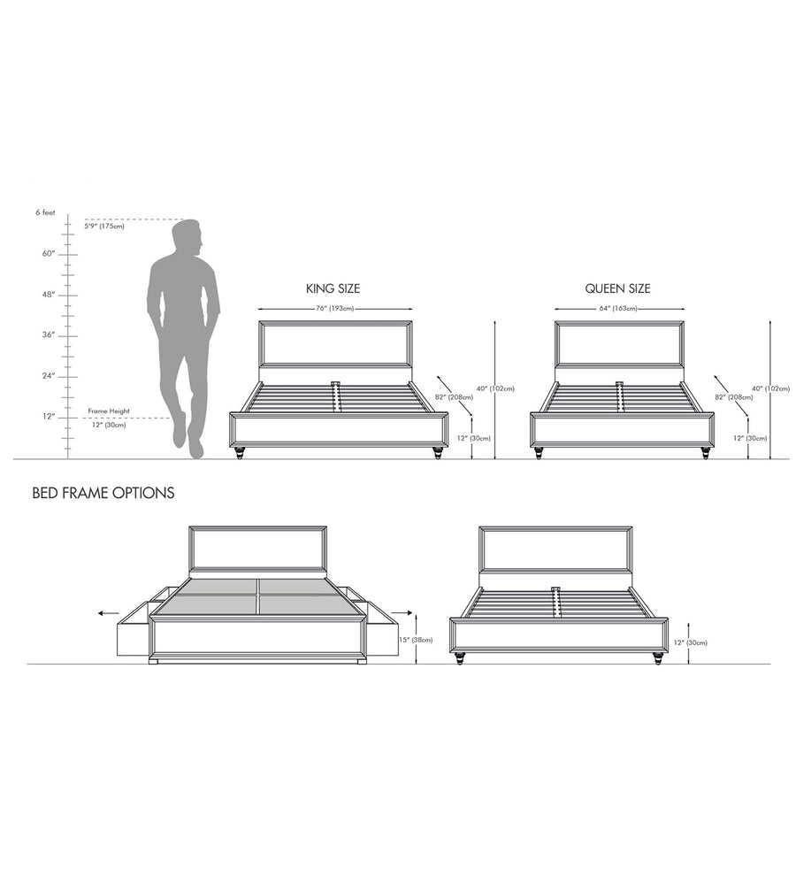 Limbu Leatherette And Fabric Upholstered Queen Size Bed In Ivory Cream With Drawer Storage - Febonic Living