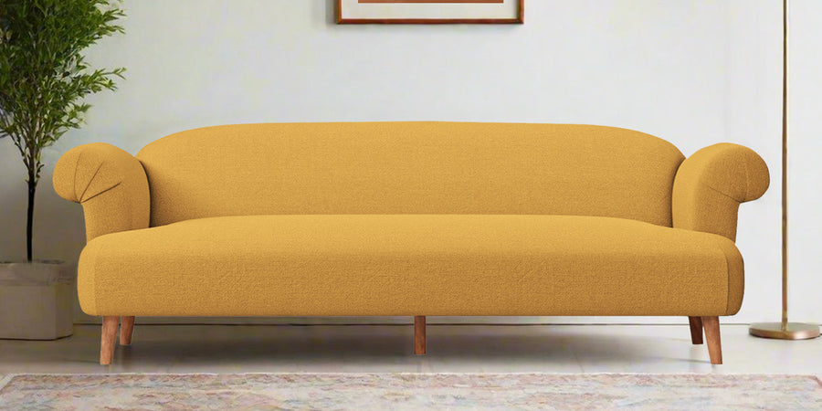 Barber Fabric 3 Seater Sofa In Corn Yellow Colour - Febonic Living