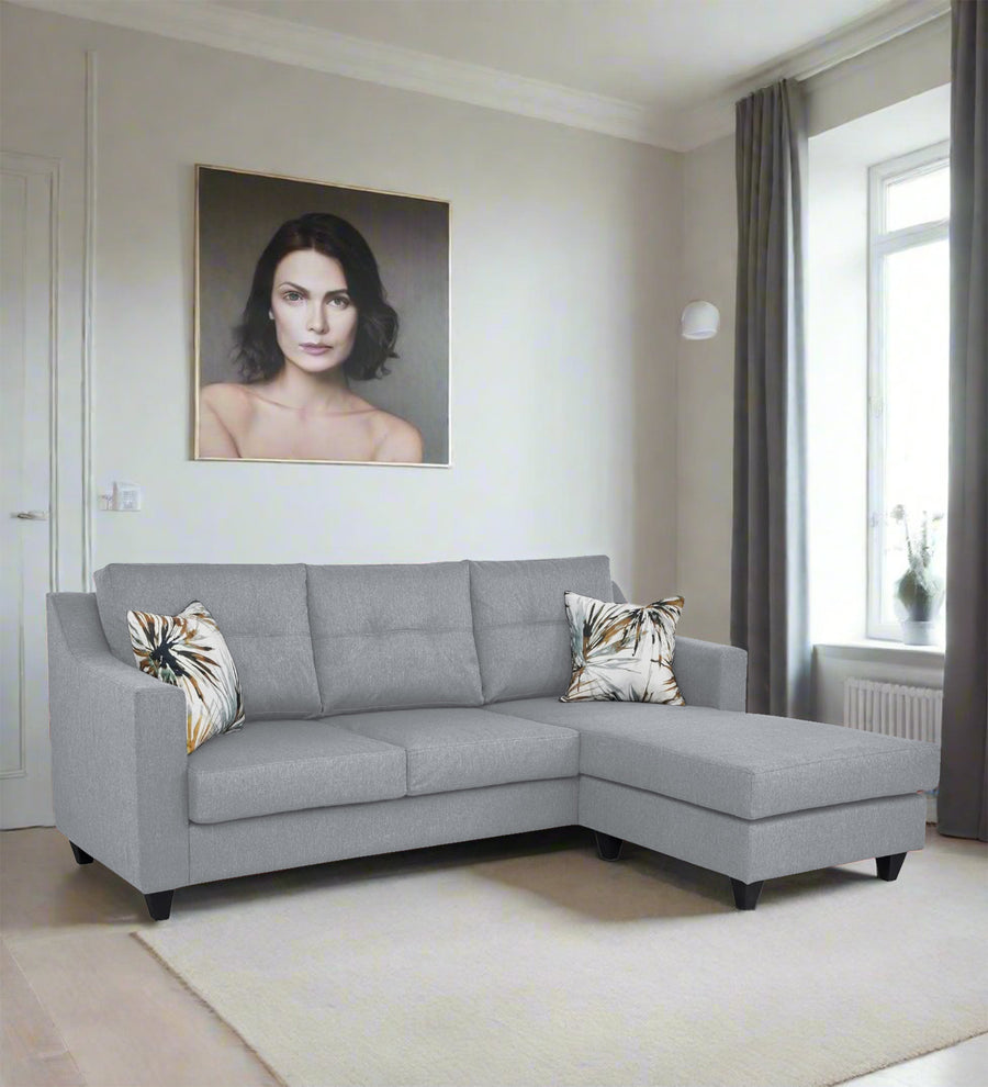 Welly  LHS  (2+Lounger) Fabric Sectional Sofa - Coin Grey by Febonic Living