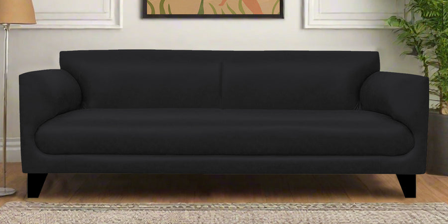 Convi Leatherette 3 Seater Sofa In Light Black Colour - Febonic Living