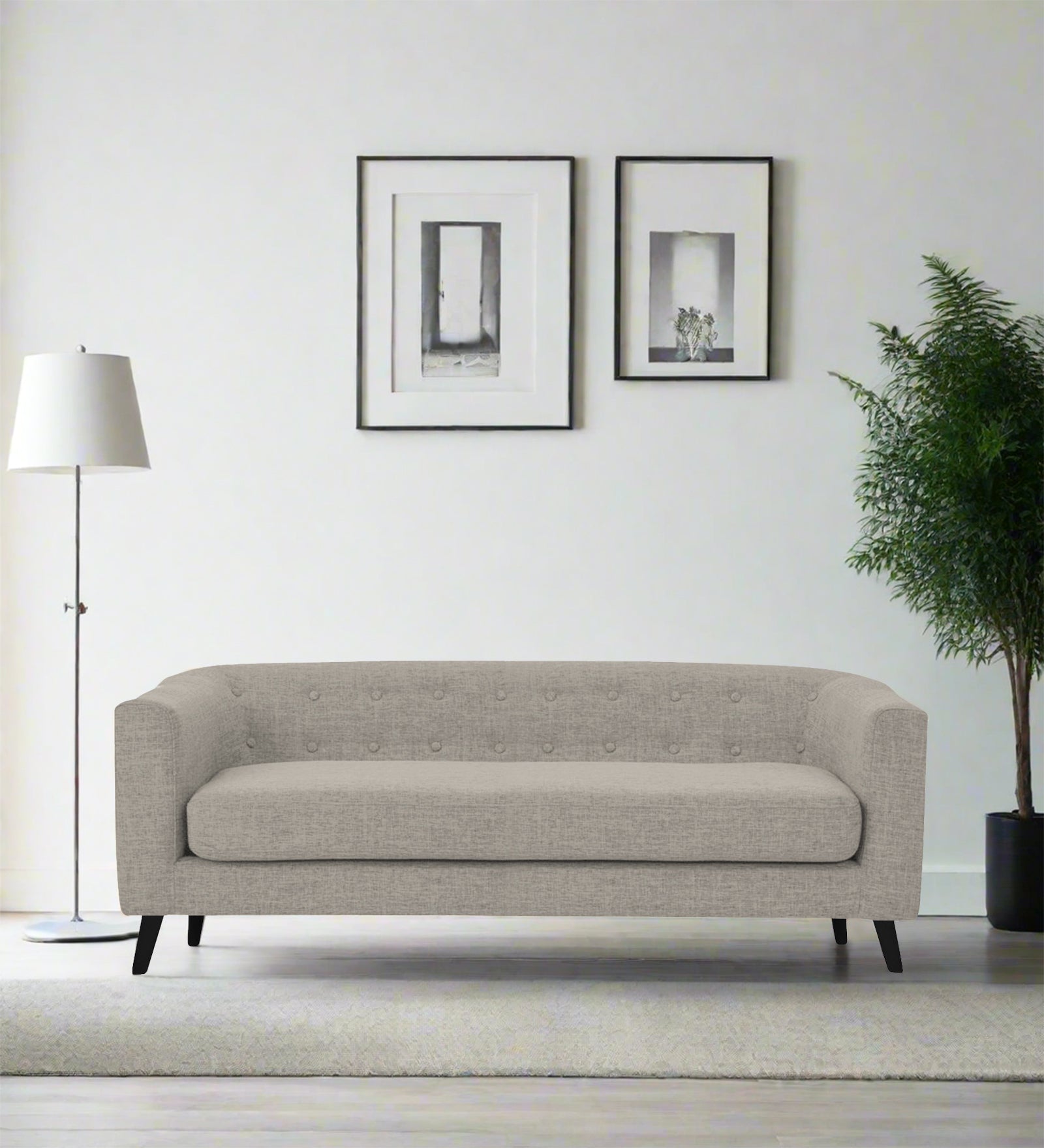 Casper Fabric 3 Seater Sofa in Ash Grey Colour