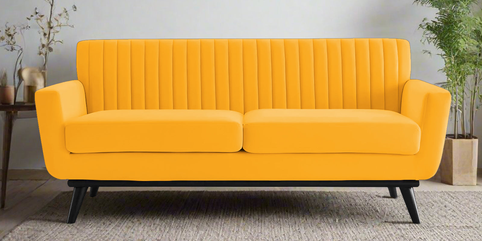 Tucker Velvet 2 Seater Sofa In Safforn Yellow Colour