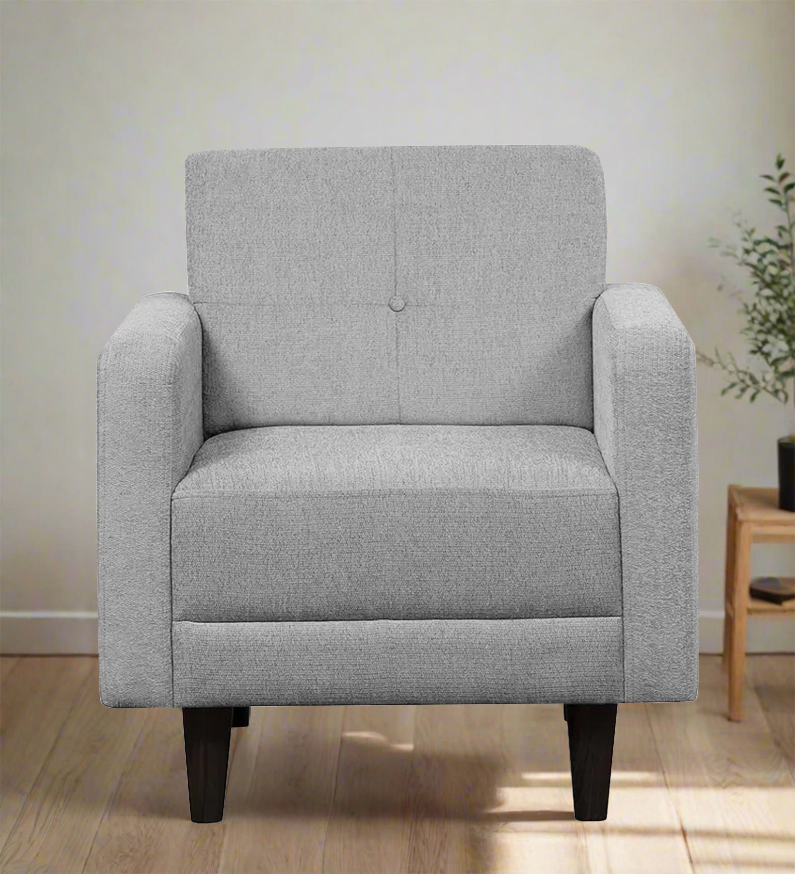 Noha Fabric 1 Seater Sofa in Lit Grey Colour
