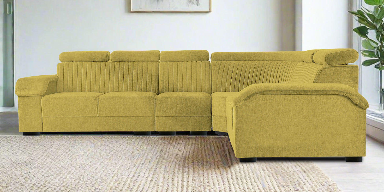 Draco Fabric 6 Seater Corner Sofa In Parrot Green Colour - Febonic Living