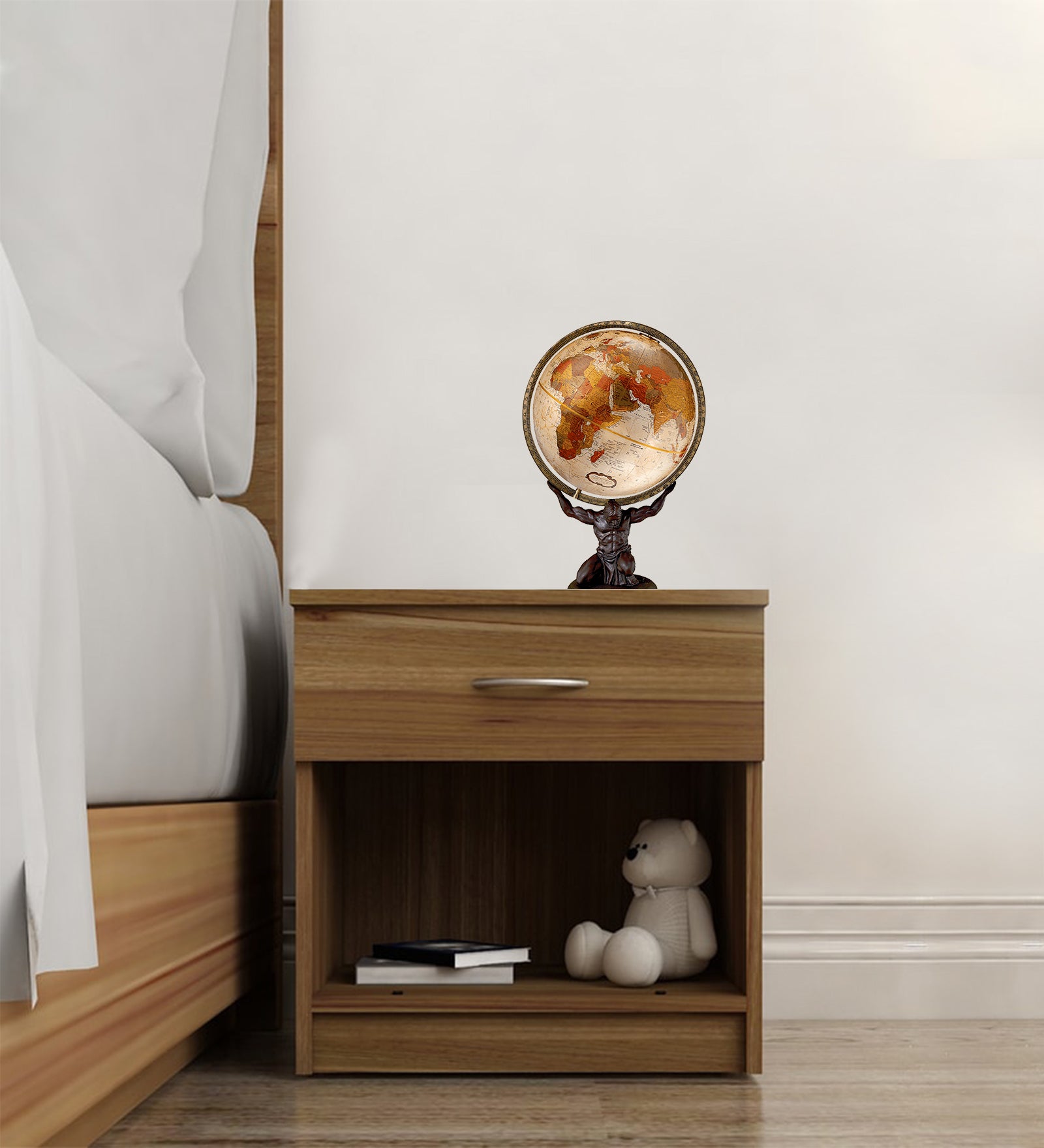 Carson Bedside Table With Drawer in Oral Walnut Finish