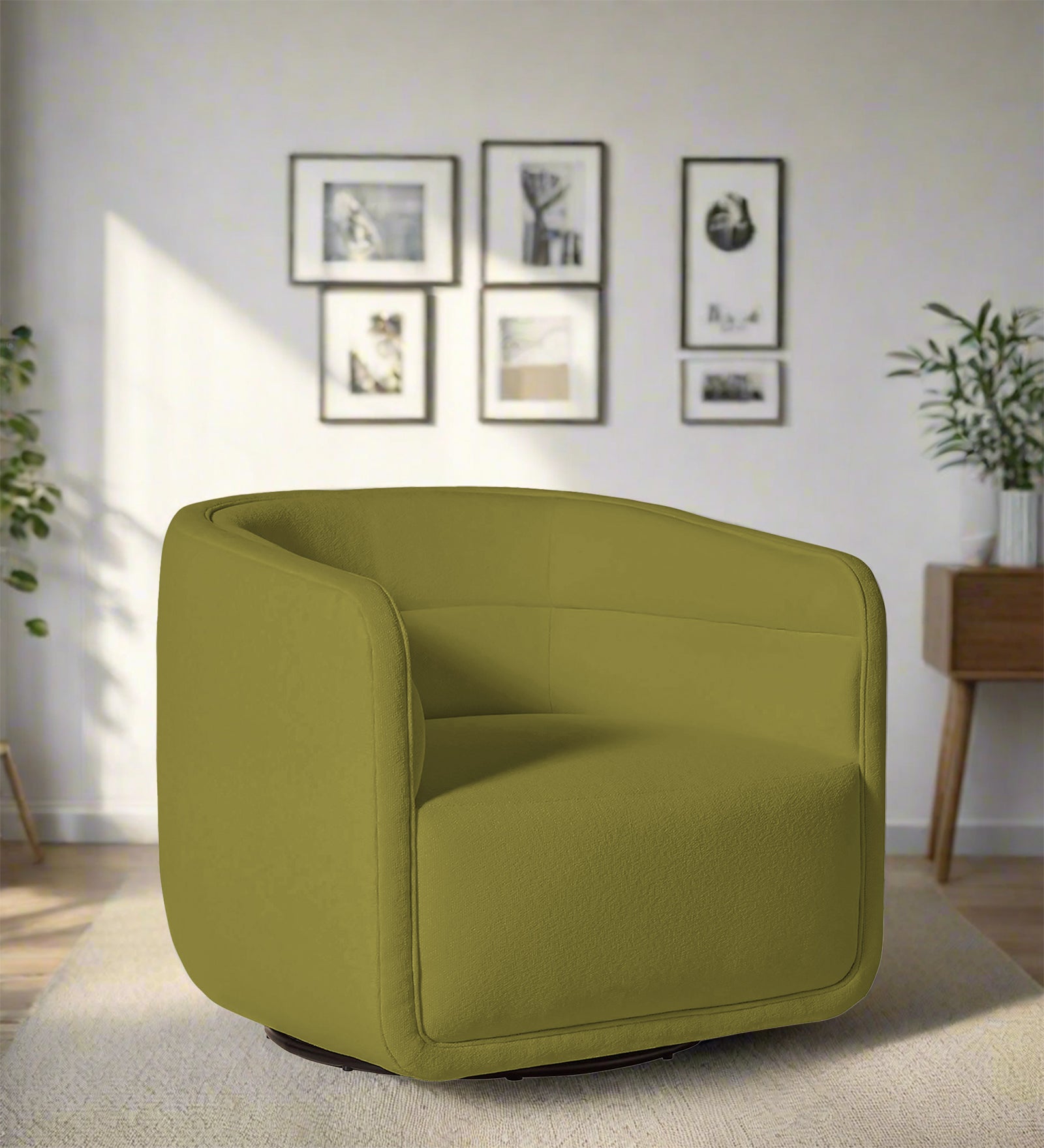 Ria Fabric Swivel Chair in Kelly Green Colour