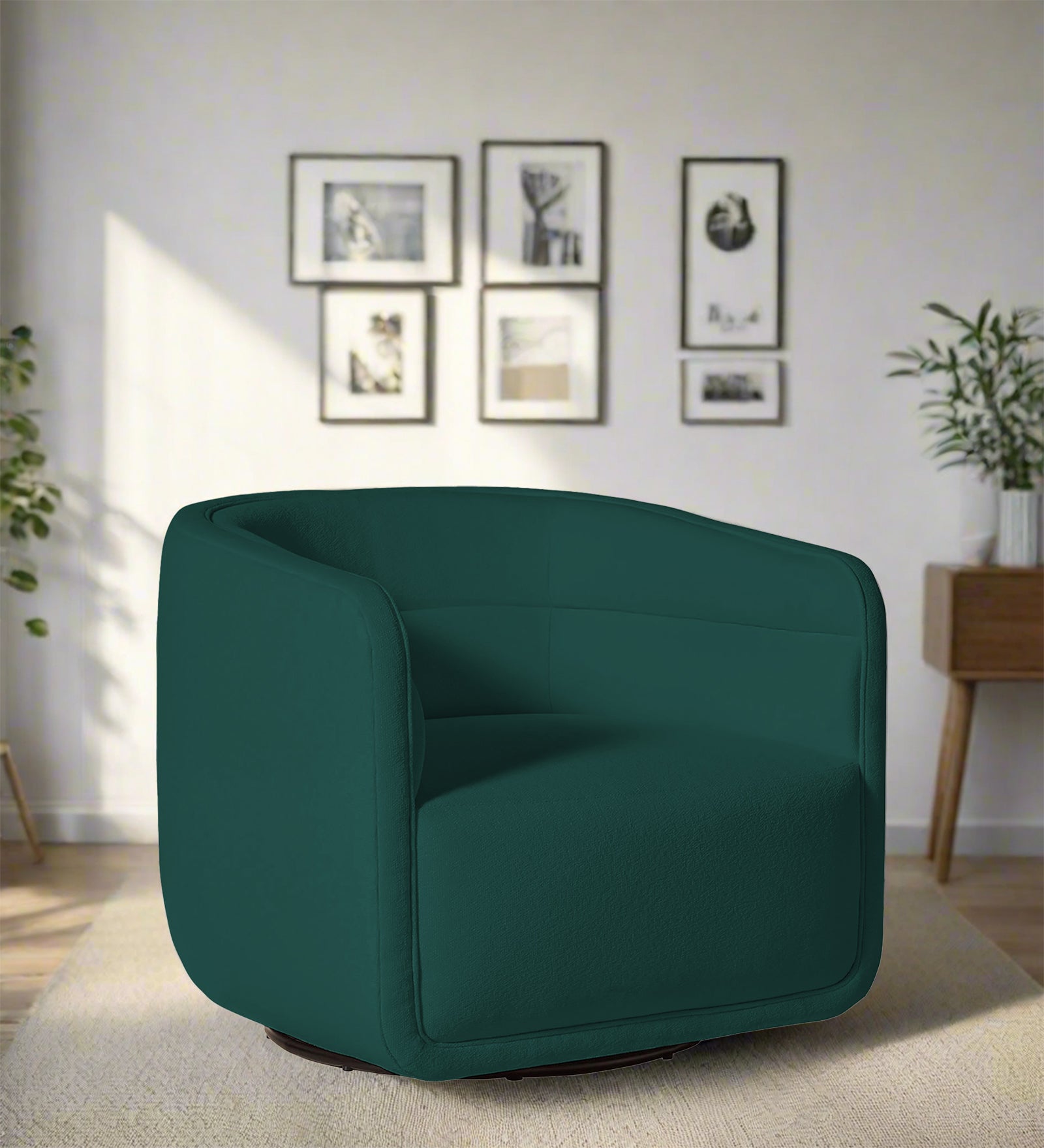 Ria Fabric Swivel Chair in Sage Green Colour