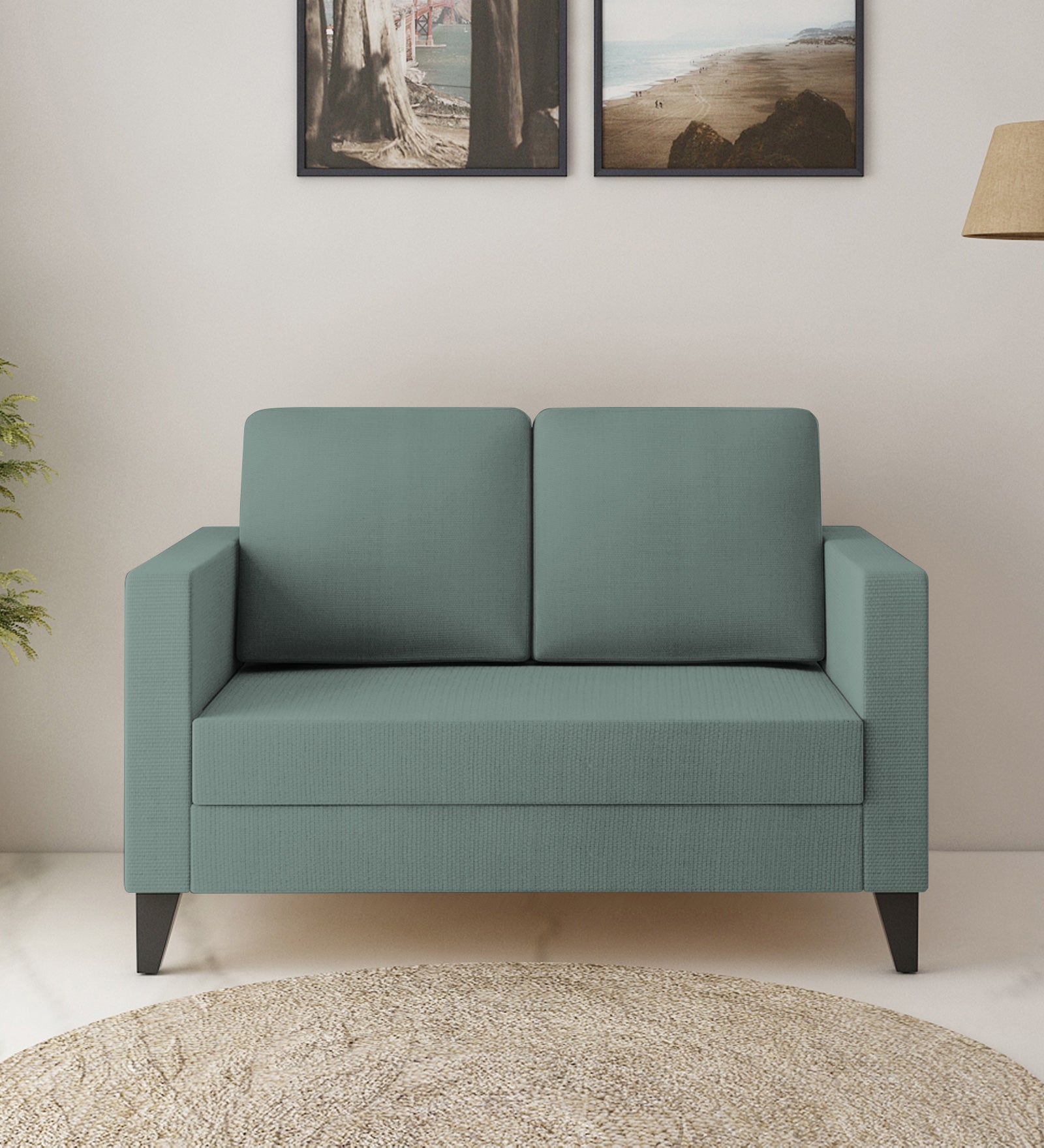 Nori Fabric 2 Seater Sofa In Suka Blue Colour