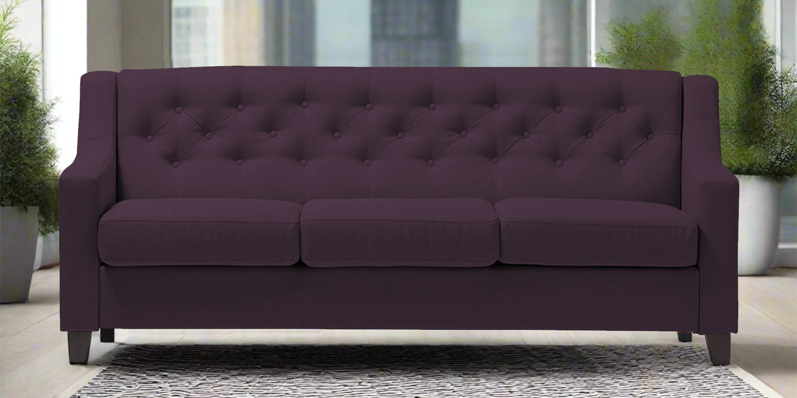 Baidy Fabric 3 Seater Sofa in Greek Purple Colour