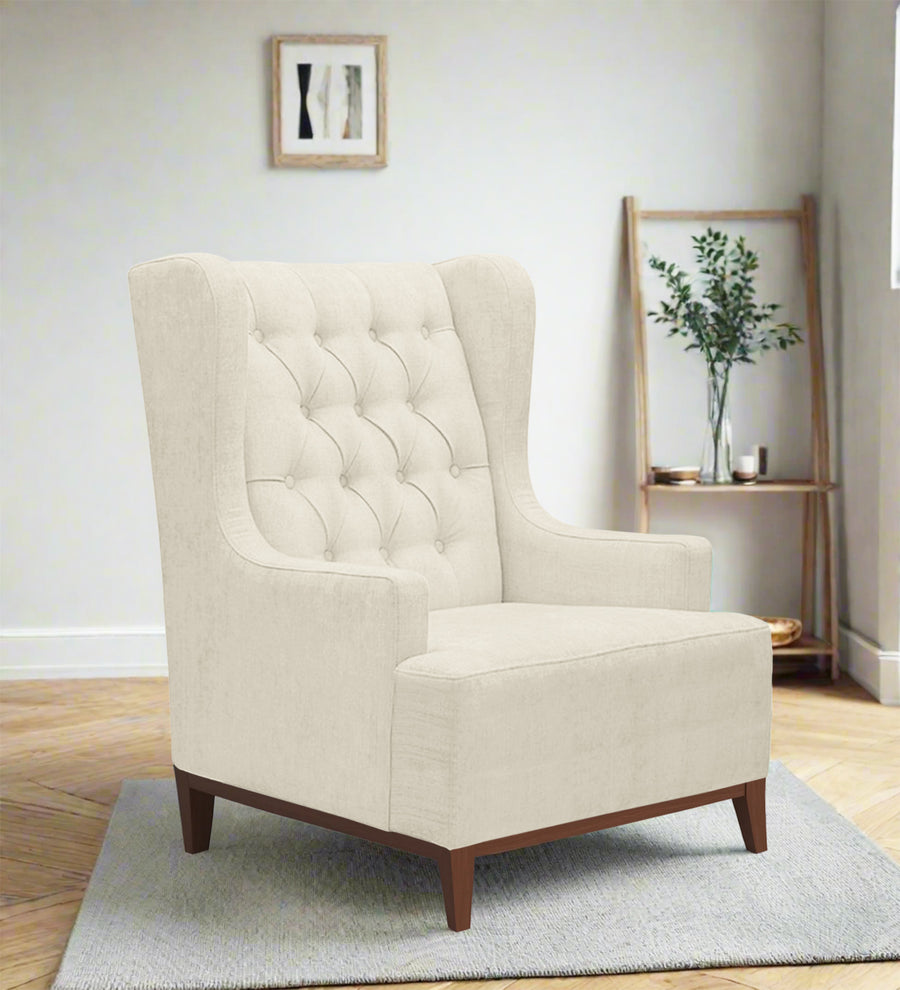 Kuchi  Wing Fabric Chair - Ivory Cream by Febonic Living