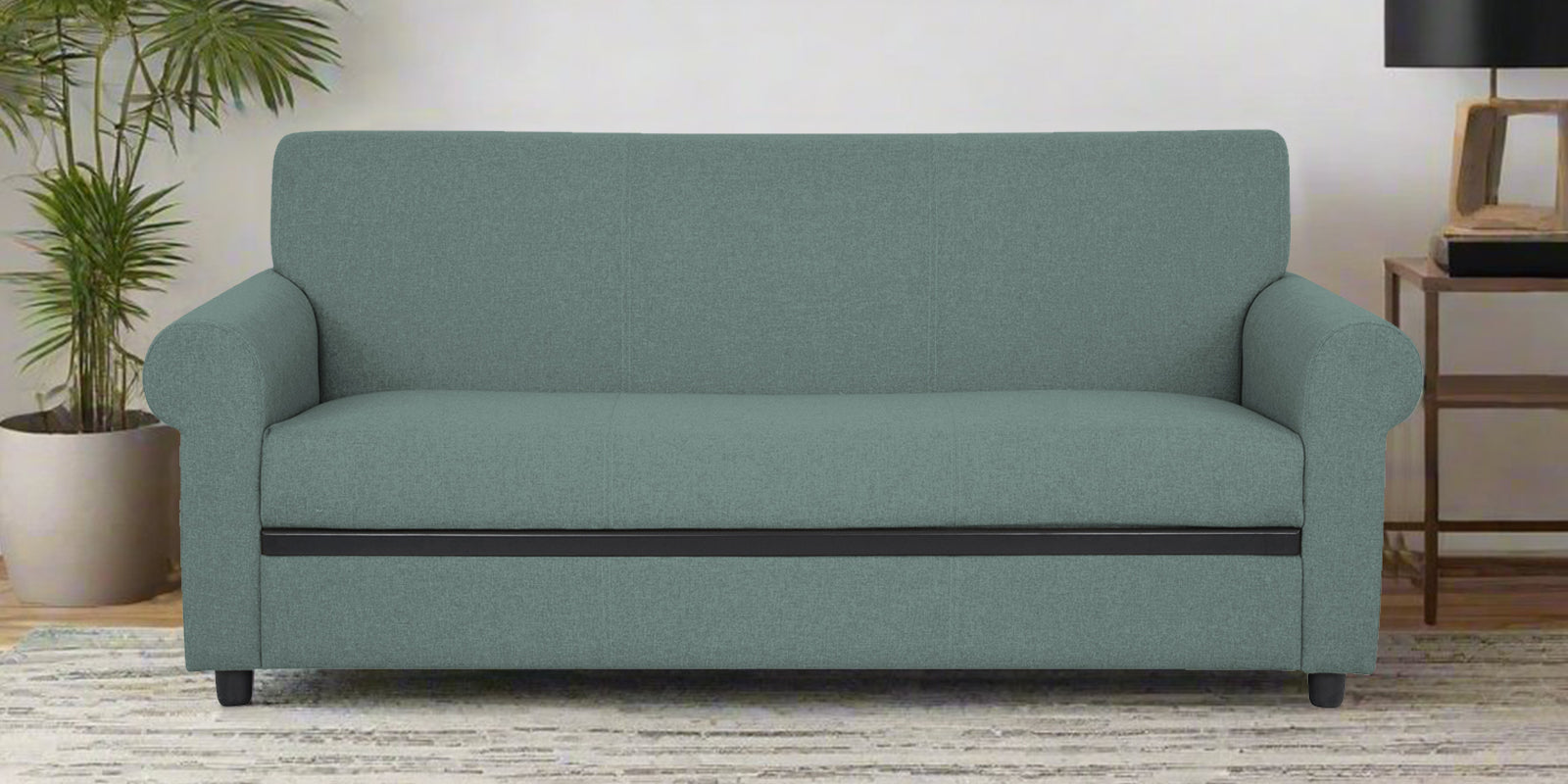 Ribby Fabric 3 Seater Sofa in Suka Blue Colour