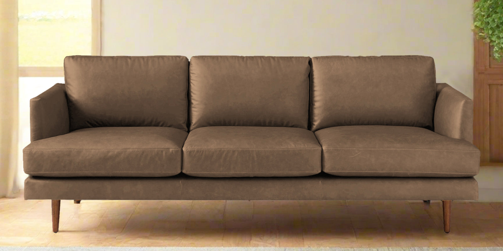 Sterio Leatherette 3 Seater Sofa in Husky Brown Colour