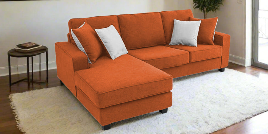 Ladybug Fabric Rhs Sectional Sofa 2 Lounger In Vivid Orange Colour - Febonic Living