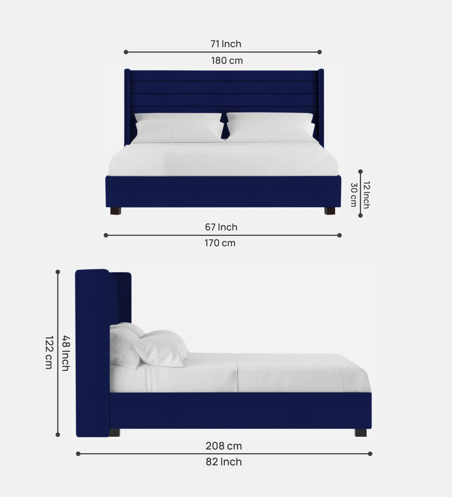 Caliya Velvet Upholstered Queen Size Bed In Imperial Blue Colour - Febonic Living