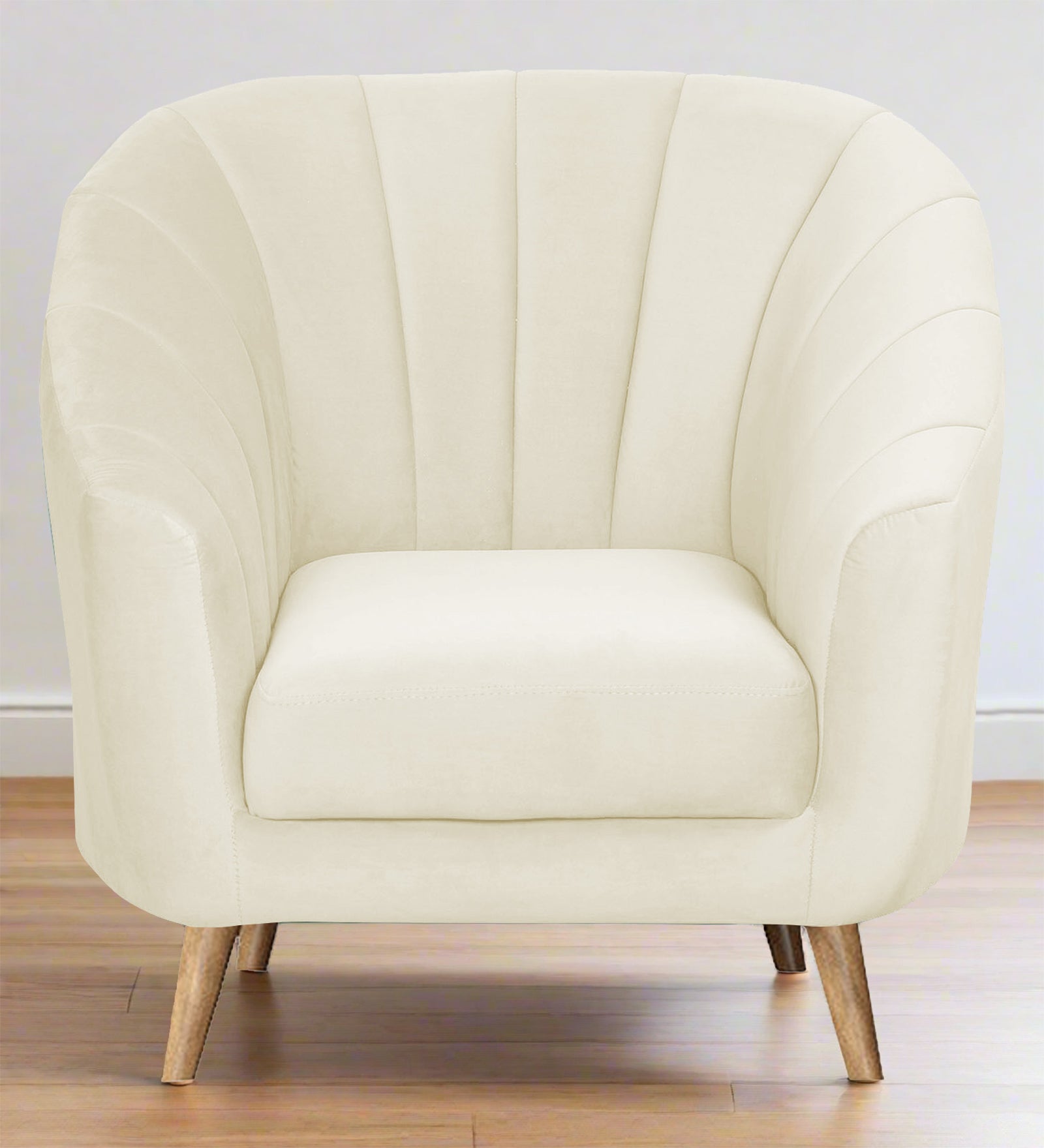 Nancy Velvet 1 Seater Sofa in Warm White Colour