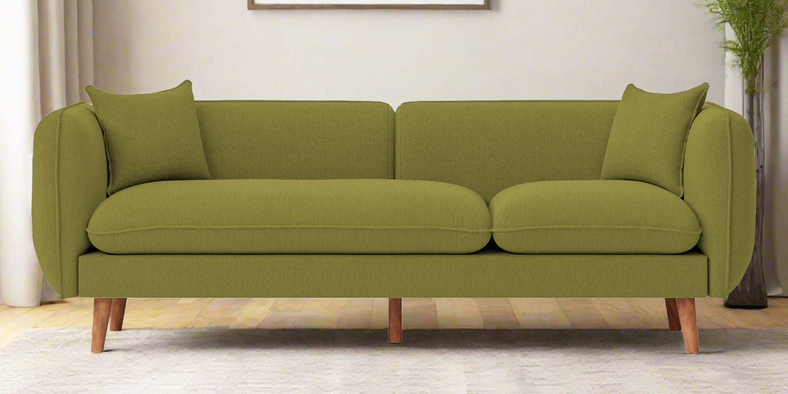 Reva Fabric 3 Seater Sofa In Kelly Green Colour - Febonic Living