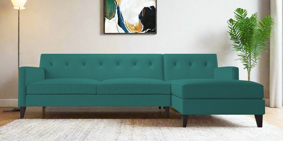Miller Fabric Lhs Sectional Sofa 3 Lounger In Sea Green Colour - Febonic Living