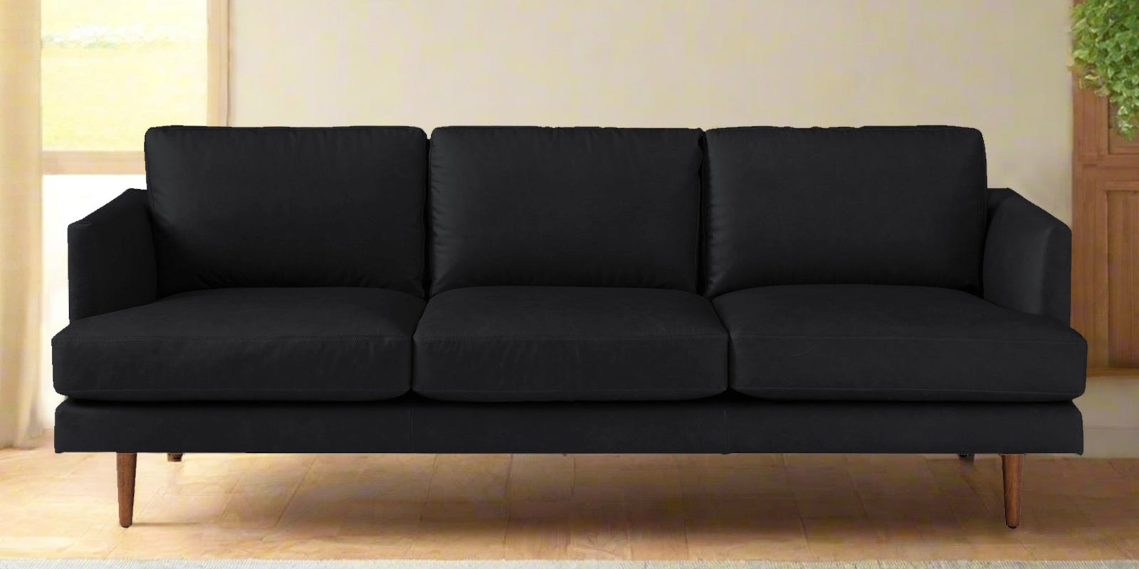 Sterio Leatherette 3 Seater Sofa in Light Black Colour