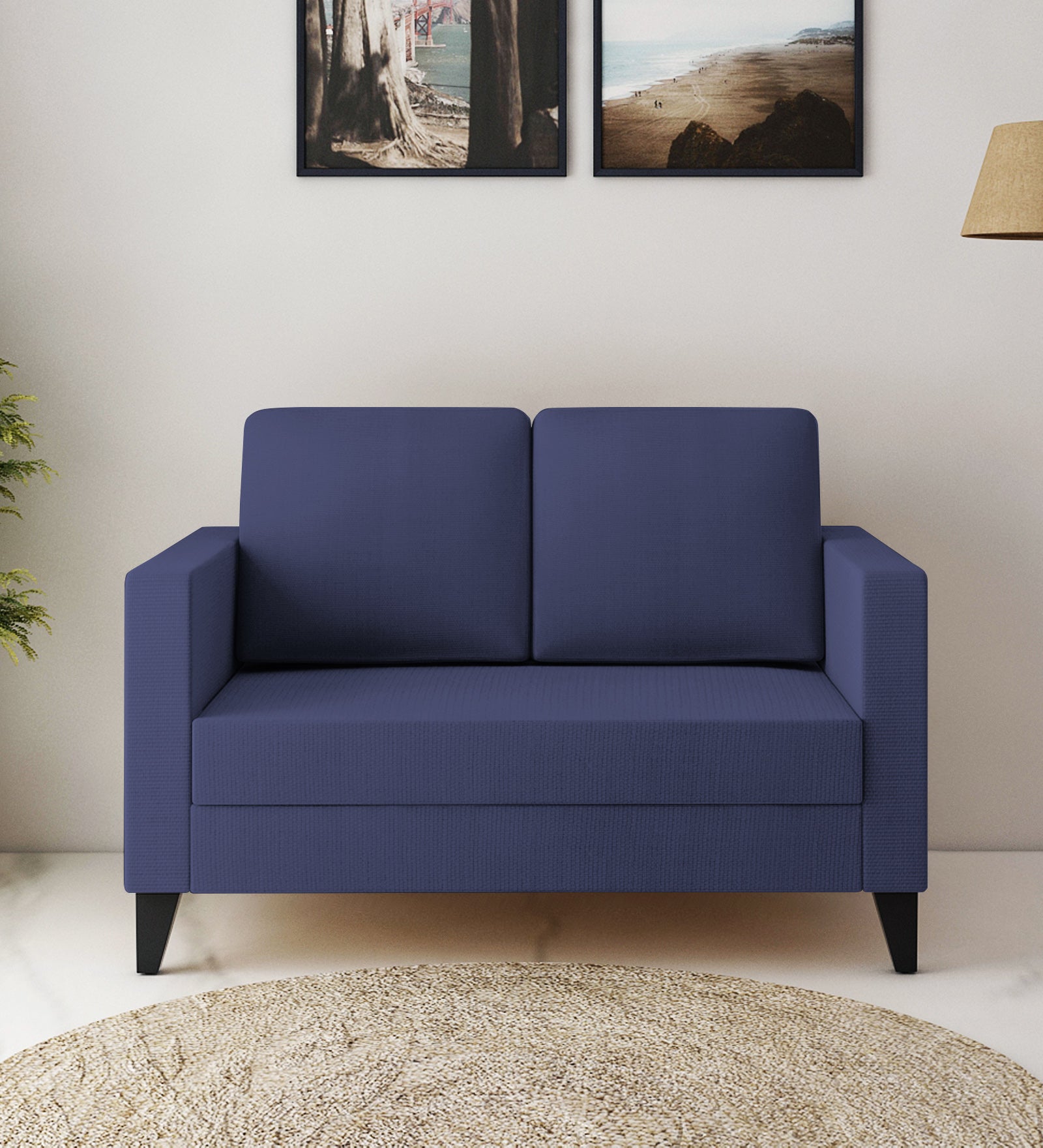 Nori Fabric 2 Seater Sofa In Denim Blue Colour