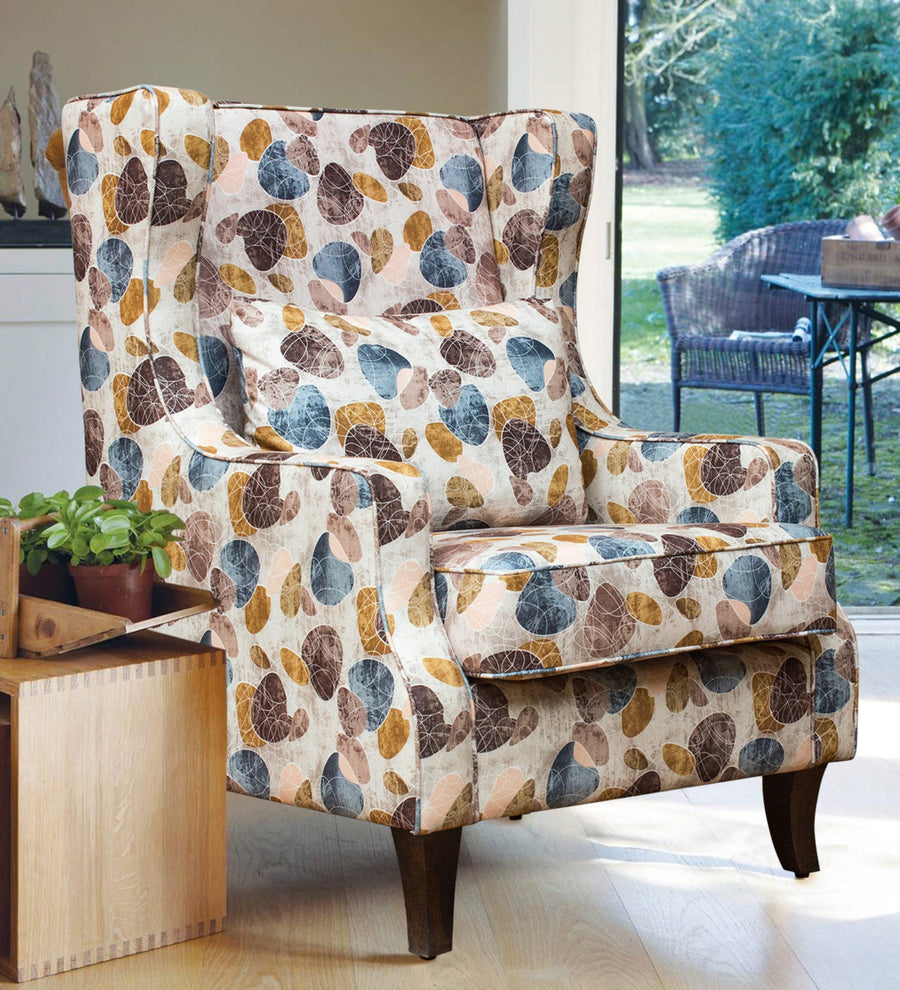 Peter Floral Print  Wing Fabric Chair - Multi by Febonic Living