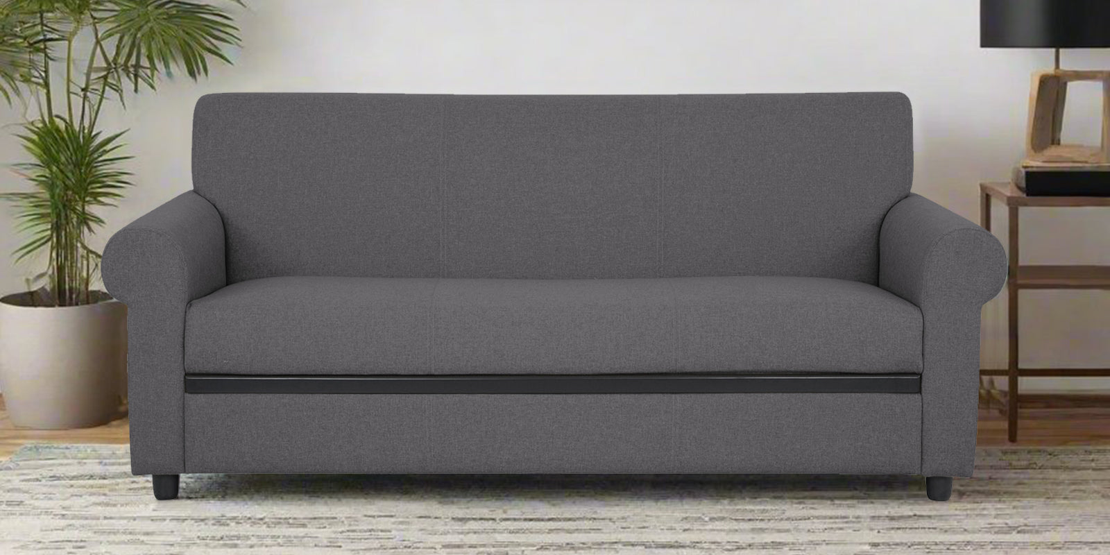 Ribby Fabric 3 Seater Sofa in Sudo Grey Colour