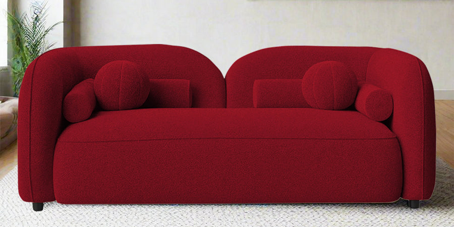 Corny Boucle Fabric 2 Seater Sofa In Candy Red Colour - Febonic Living