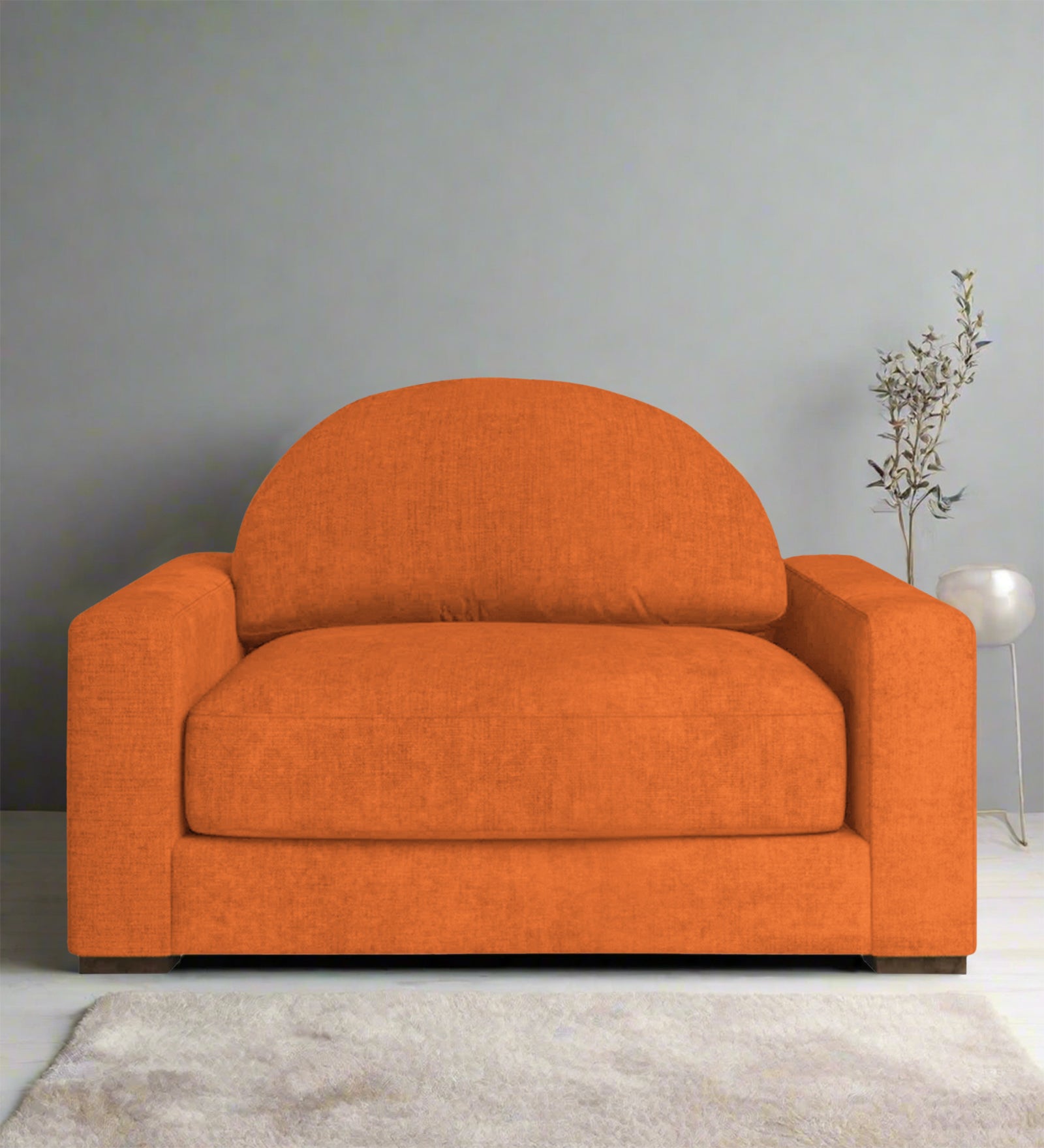 Adara Fabric 1 Seater Sofa In Vivid Orange Colour