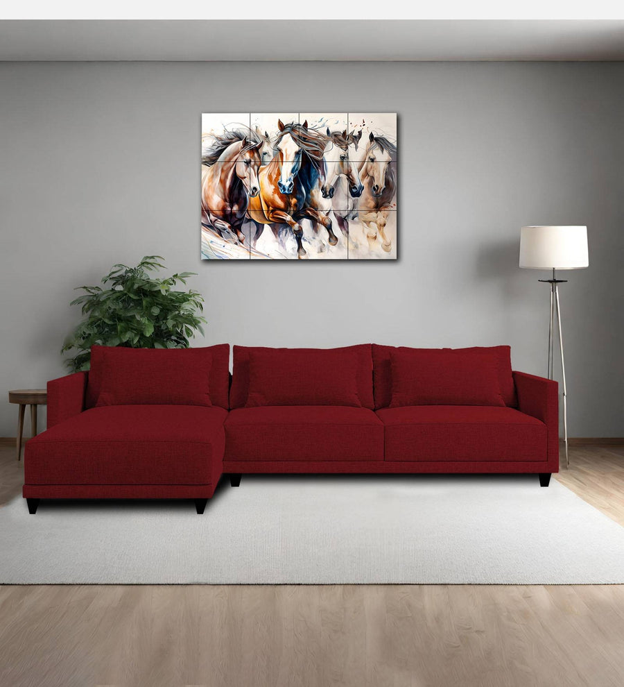 Kera  RHS  (3+Lounger) Fabric Sectional Sofa - Blood Maroon by Febonic Living