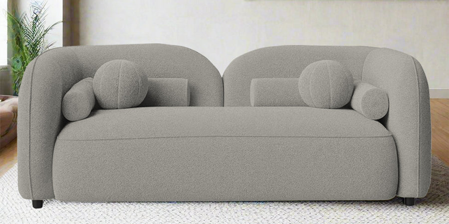Corny Boucle Fabric 2 Seater Sofa In Fog Grey Colour - Febonic Living