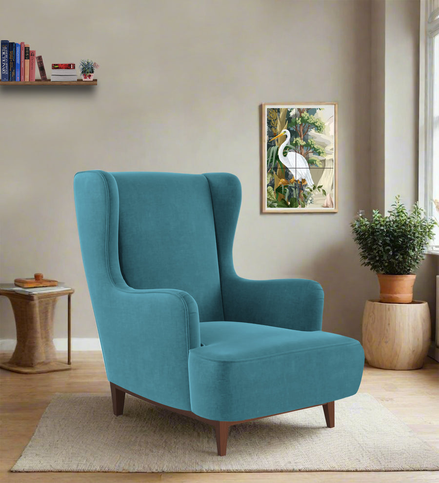 Suri  Wing Velvet Chair - Aqua Blue by Febonic Living