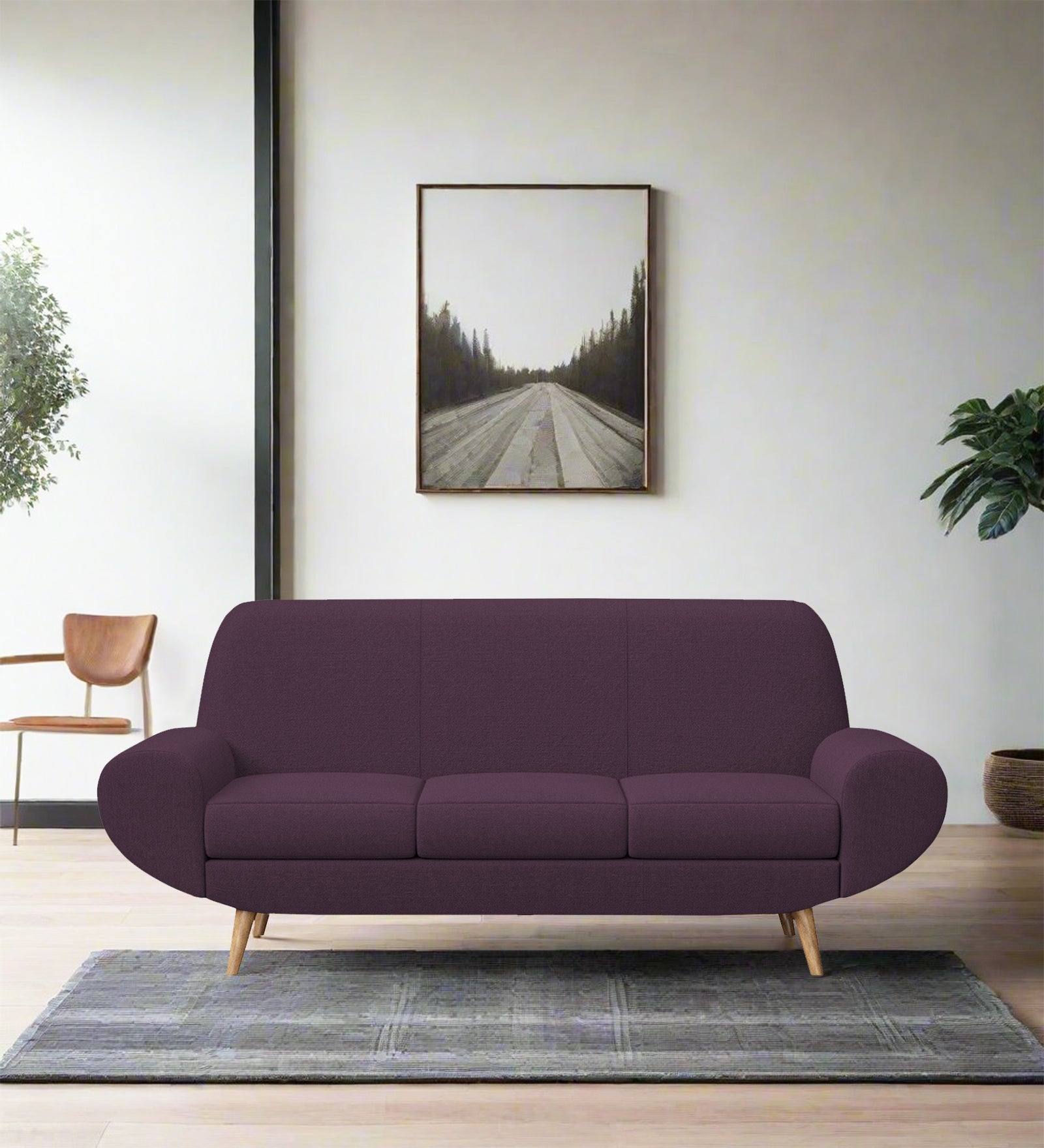 Jessy Fabric 3 Seater Sofa in Greek Purple Colour