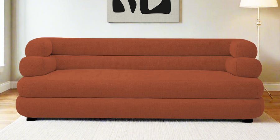 Wener Fabric 3 Seater Sofa In Royal Orange Colour - Febonic Living