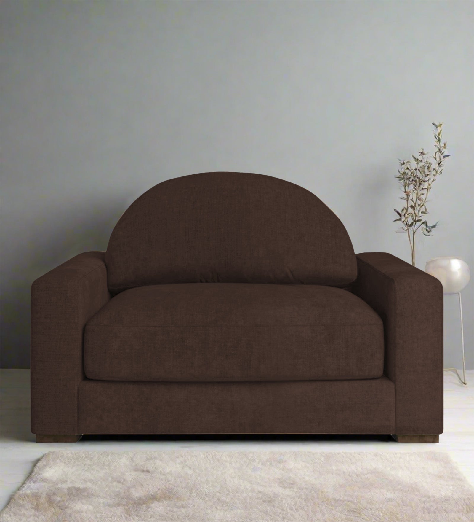 Adara Fabric 1 Seater Sofa In Coffee Brown Colour