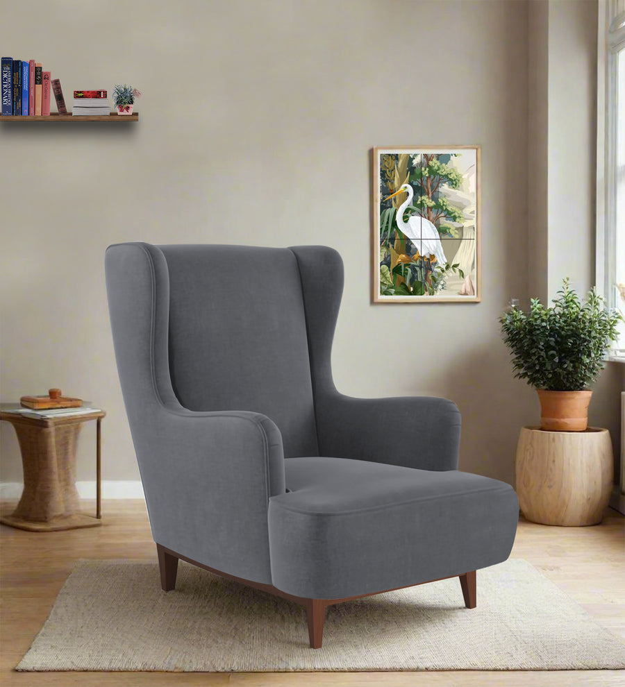 Suri  Wing Velvet Chair - Pubble Grey by Febonic Living