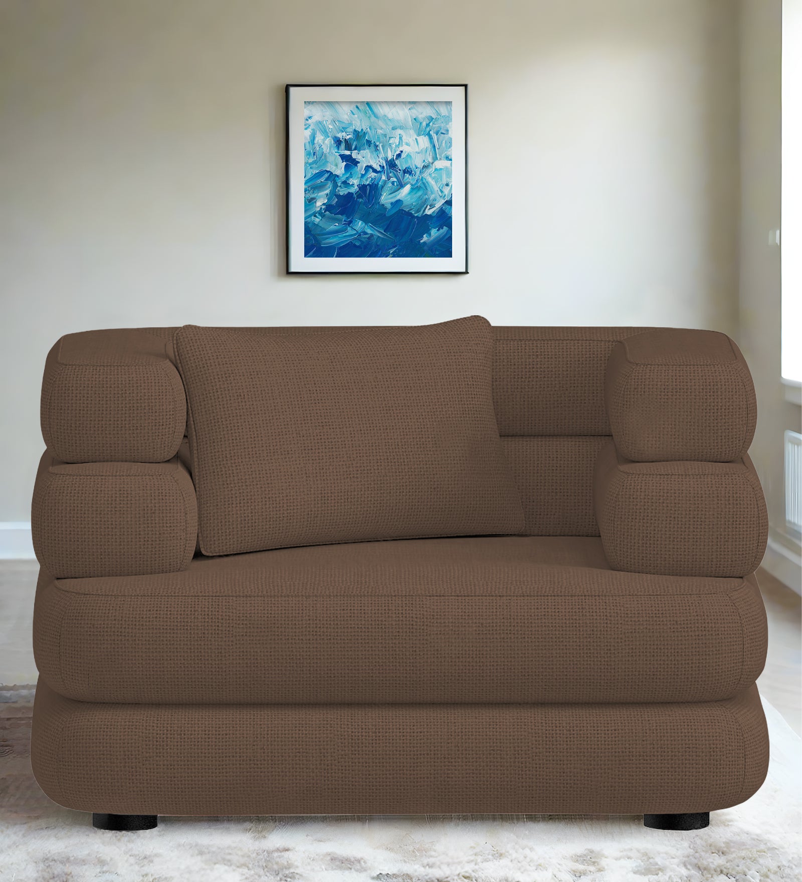 Wener Fabric 1 Seater Sofa in Rosy Brown Colour