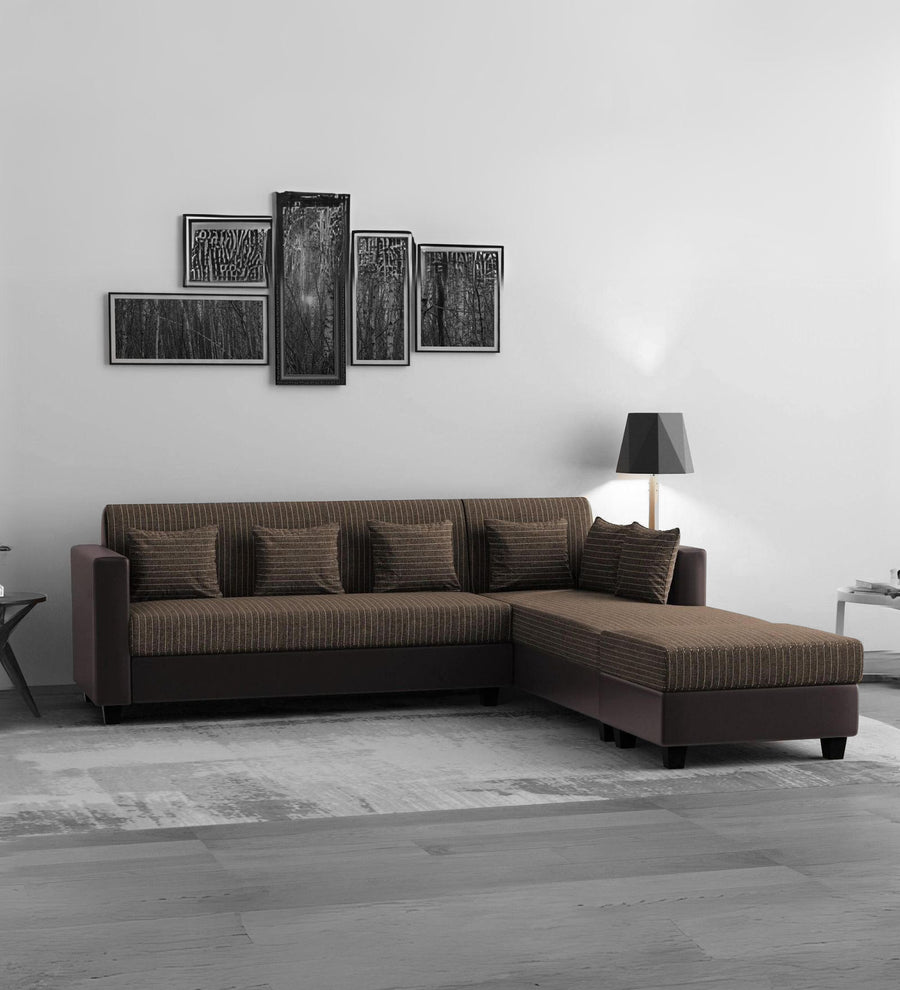 Baley  LHS  (3+Lounger) Fabric Sectional Sofa - Lama Brown by Febonic Living