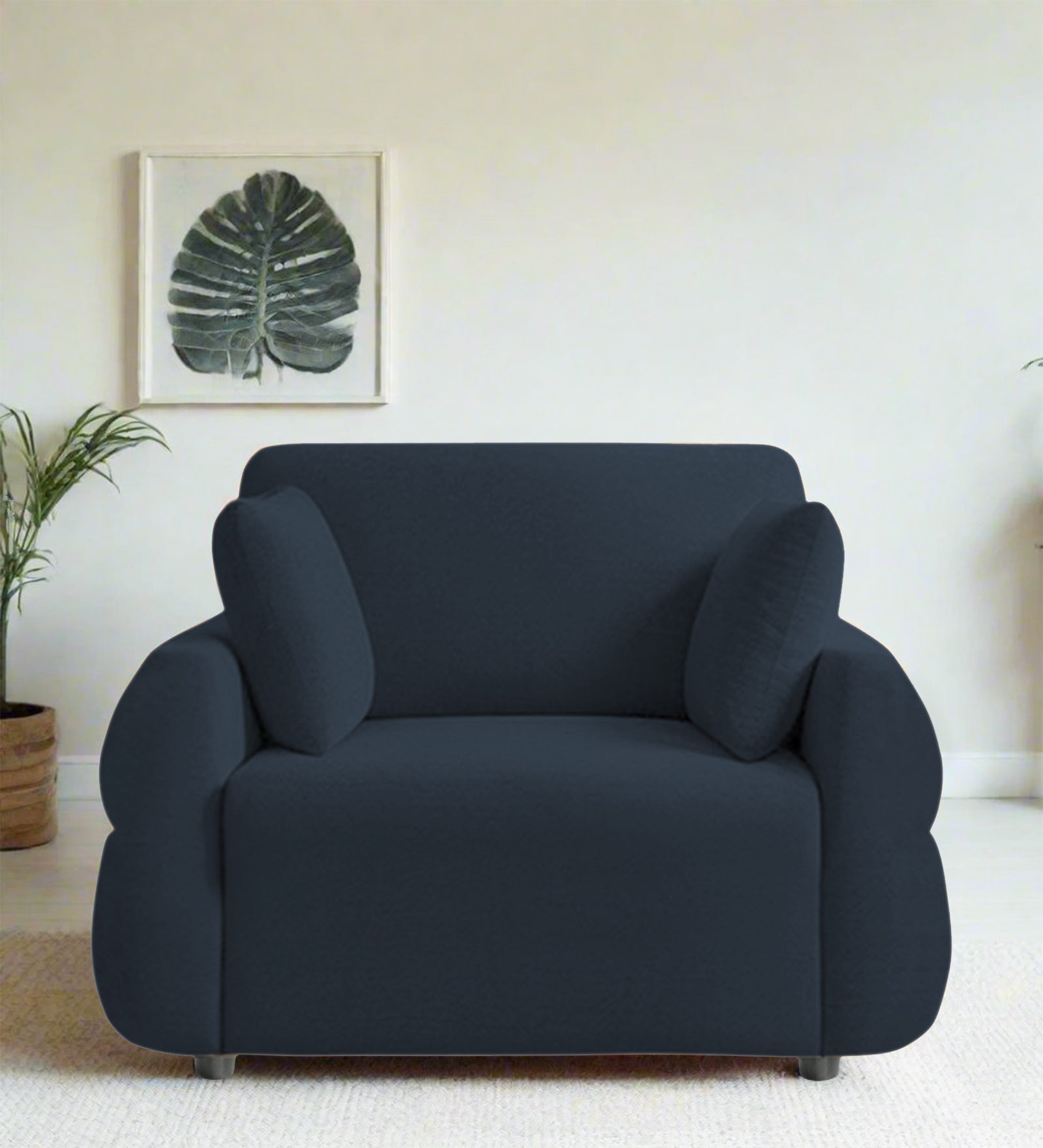 Jack Fabric 1 Seater Sofa In Denim Blue Colour