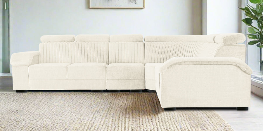 Draco Fabric 6 Seater Corner Sofa In Ivory Cream Colour - Febonic Living