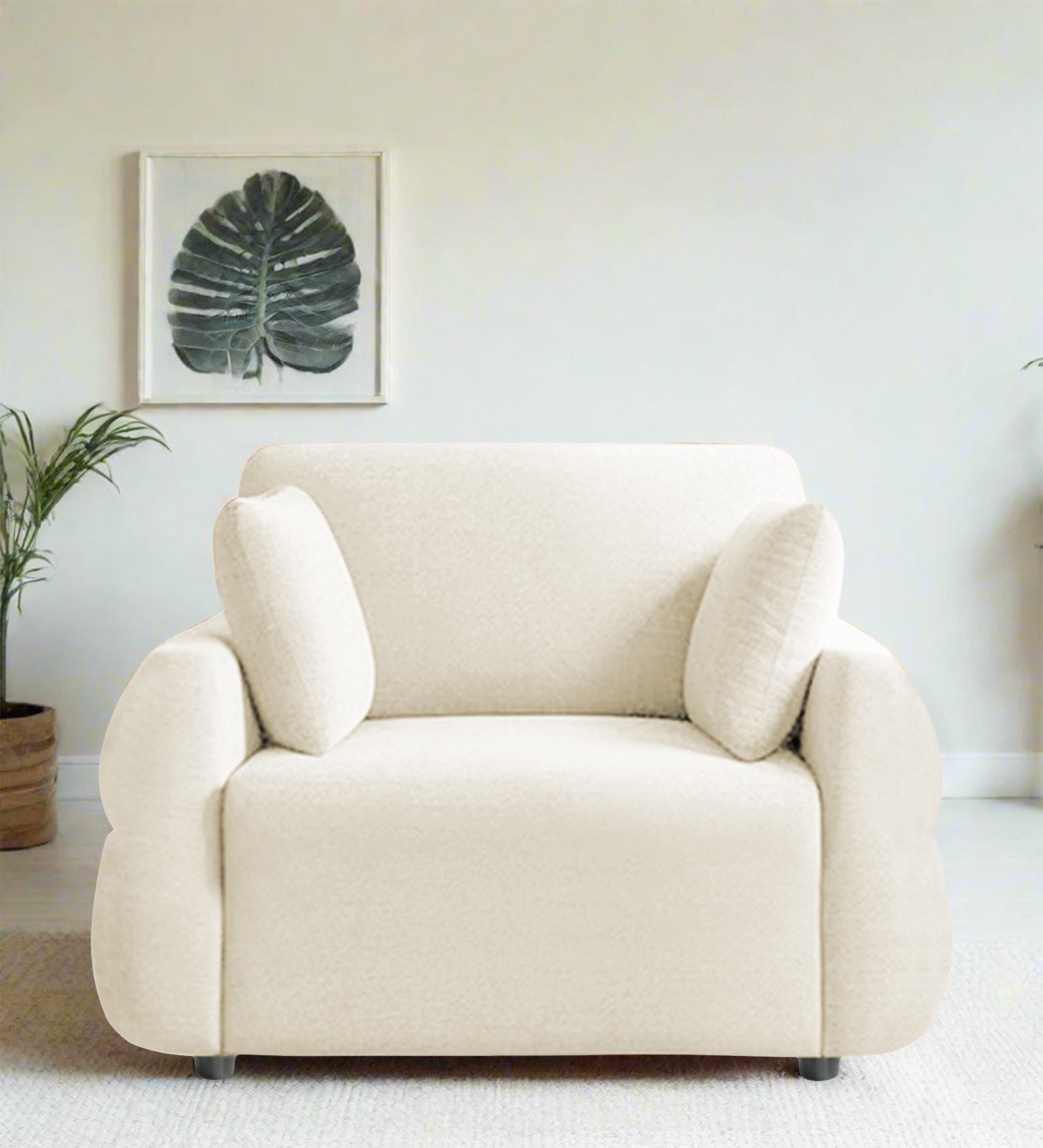 Jack Fabric 1 Seater Sofa In Ivory Cream Colour